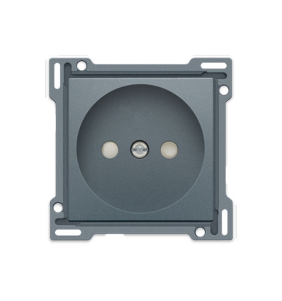 Niko Afwerkingsset voor stopcontact zonder aarding met beschermingsafsluiters, inbouwdiepte 21 mm, steel grey coated - 220-66501