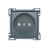 Niko Afwerkingsset voor stopcontact zonder aarding met beschermingsafsluiters, inbouwdiepte 21 mm, steel grey coated - 220-66501