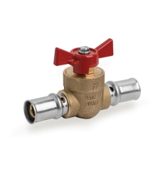 Tubipex 26 x 26 mm bolkraan met rode vlinderhendel met 2 x persaansluiting