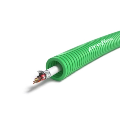 Preflex safe tube précâblé 16mm LS0H vert + alarme 6X0,22mm² + 2X0,75mm² - 100 mètres