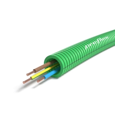 Preflex safe voorbedrade buis 16mm LS0H groen + draad H07Z1-U 3G1,5mm² - 100 meter