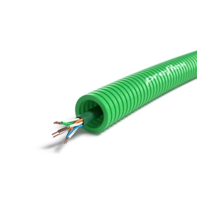 Preflex safe voorbedrade buis 16mm LS0H groen + data U/UTP CAT6 - 300 meter