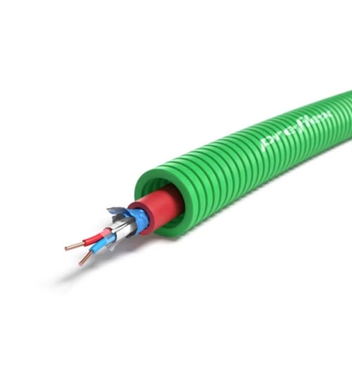 Preflex safe tube précâblé 16mm LS0H vert + téléphonie RF1H30 1P0,9mm - 100 mètres