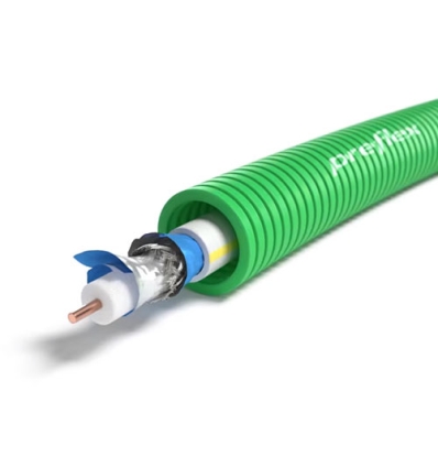 Preflex safe tube précâblé 16mm LS0H vert + coax Telenet TRI6 - 100 mètres