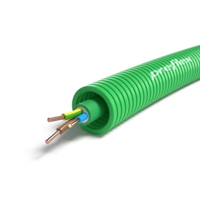 Preflex safe tube précâblé 20mm LS0H vert + installation XGB 3G1,5mm² - 100 mètres