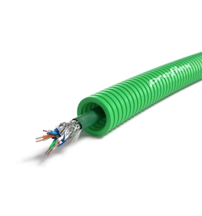 Preflex safe tube précâblé 16mm LS0H vert + data S/FTP CAT7 - 100 mètres