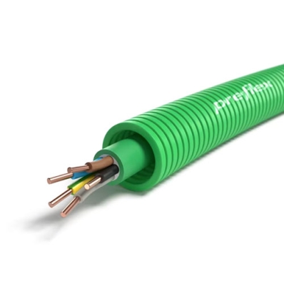 Preflex safe tube précâblé 20mm LS0H vert + installation XGB 5G1,5mm² - 100 mètres