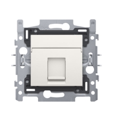 Niko 1 RJ45-aansluiting UTP Cat. 5E, klaar voor PoE++, incl. sokkel 60 x 71 mm met klauwbevestiging en afwerkingsset, white