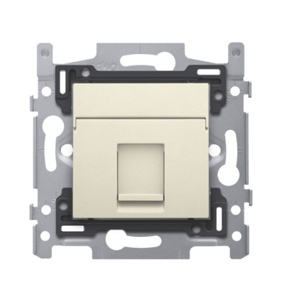 Niko 1 RJ45-aansluiting UTP Cat. 5E, klaar voor PoE++, incl. sokkel 60 x 71 mm met schroefbevestiging en afwerkingsset, cream