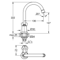 Grohe Costa L Toiletkraan chromé - écrou de raccord 1/2" à taraudage 10,5 mm - bec mobile avec mousseur - 20393001