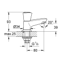Grohe Costa S Toiletkraan chromé - écrou de raccord 1/2" x 10,5 mm - bec coulé avec mousseur - 20405001