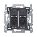 Niko 2 RJ45-aansluitingen UTP Cat. 6, klaar voor PoE++, vlakke uitvoering, incl. sokkel 60 x 71 mm met schroefbevestiging