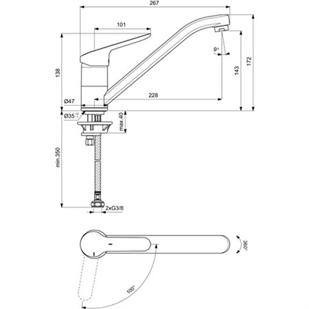 Ideal Standard Ceraflex eengreepskeukenmengkraan - chroom - met koudstart - BC129AA