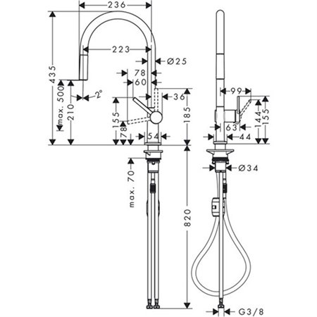 Hansgrohe Talis M547 eengreepskeukenmengkraan - chroom - met uitrekbare vuistdouche 1jet - 72802000