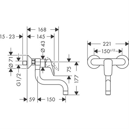 Hansgrohe Logis wandmodel eengreepskeukenmengkraan - chroom - 71836000