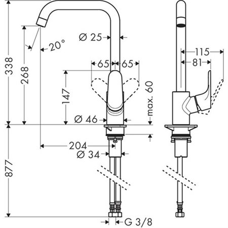 Hansgrohe Focus M41 eengreepskeukenmengkraan - chroom - QuickClean - U-bek - 31820000