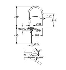 Grohe Eurostyle Cosmopolitan eengreepskeukenmengkraan met hoge uitloop - chroom - draaibare uitloop - 30221002 2