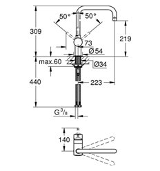 Grohe Minta eengreepskeukenmengkraan - chroom - hoekige uitloop - 32488000 2