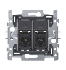 Niko 2 connexions RJ45 UTP Cat. 5E, prêt pour l'alimentation PoE++, incl. socle 60 x 71 mm avec fixation par griffes - 170-66152