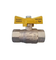 SGA HTB gasbolkraan met vlindergreep (geel) FF 3/4 x 3/4 - KVBG gekeurd EN331 MOP5