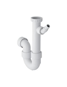 Geberit PP siphon tubulaire simple 6/4 x 40 mm - blanc - avec raccordement machine à laver - avec raccord à compression