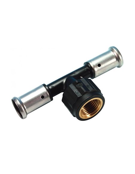 Henco PVDF à sertir té réduit avec filetage femelle 90° FFF 32 x 4/4" F x 32 mm - 13PK-320632