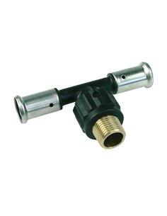 Henco PVDF à sertir té réduit avec filetage mâle 90° FMF 20 x 3/4" M x 20 mm - 14PK-200520