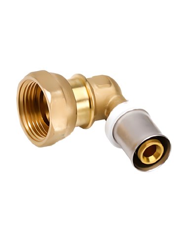 RIIFO Multi coude à sertir en laiton 90° FF avec ecrou prisonnier et joint plat FF 26 x 3/4" F - 1100045839
