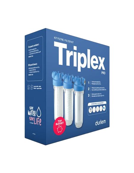 Durlem Triplex Pro kit trio filtre 3/4" x 3/4" - 50 & 25 microns + charbon actif - 73042