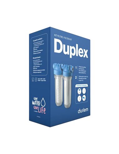 Durlem Duplex kit dubbele waterfilter 3/4" x 3/4" FF - 25 micron + actieve kool - 7300KITD