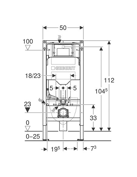 Geberit elément Systemfix pour WC suspendu, 112 cm, avec réservoir de chasse à encastrer Sigma 12 cm - 111.305.00.6