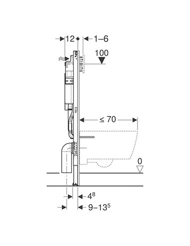 Geberit elément Systemfix pour WC suspendu, 112 cm, avec réservoir de chasse à encastrer Sigma 12 cm - 111.305.00.6