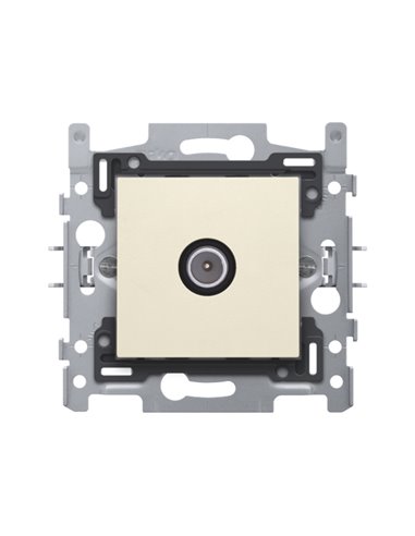 Niko Enkelvoudige mannelijke coaxaansluiting voor tv, 2 GHz, sokkel en afwerkingsset, cream - 100-69122