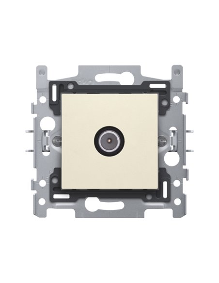 Niko Enkelvoudige mannelijke coaxaansluiting voor tv, 2 GHz, sokkel en afwerkingsset, cream - 100-69122