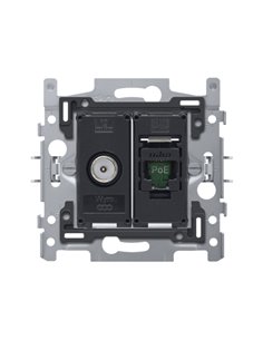 Niko Combinaison coax avec connexion RJ45 UTP Cat. 5E, prêt pour l'alimentation PoE++, incl. socle 60 x 71 mm - 170-66158