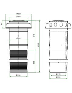 Vasco WTW ventilatiedakdoorvoer 170/200 mm - zwart - 11VE42110 2