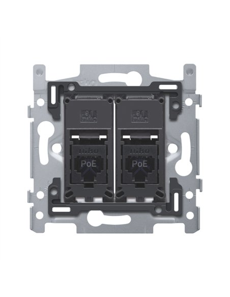 Niko 2 RJ45-aansluitingen UTP Cat. 6A, klaar voor PoE++, vlakke uitvoering, met schroefbevestiging - 170-66272