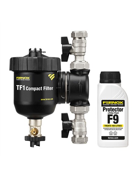 Fernox TF1 filtre Compact 3/4 x 3/4 avec Protector+ filtre fluid F9 265 ml - 62761