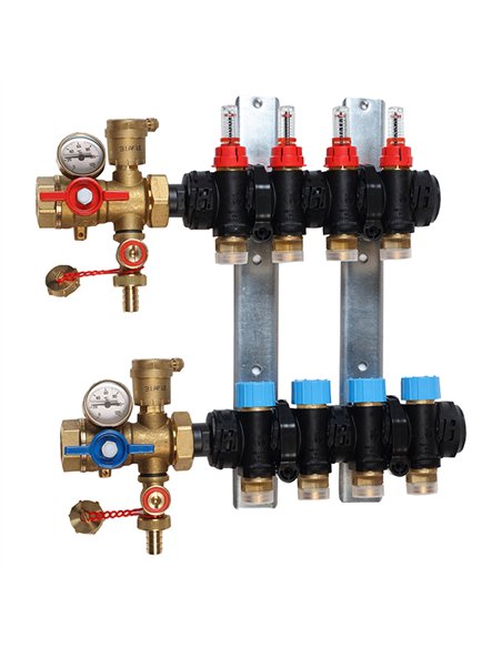 Giacomini 1" x 3/4"E /10 R553FP voorgemonteerde vloerverwarmingsverdeler in technopolymeer - R553FP310