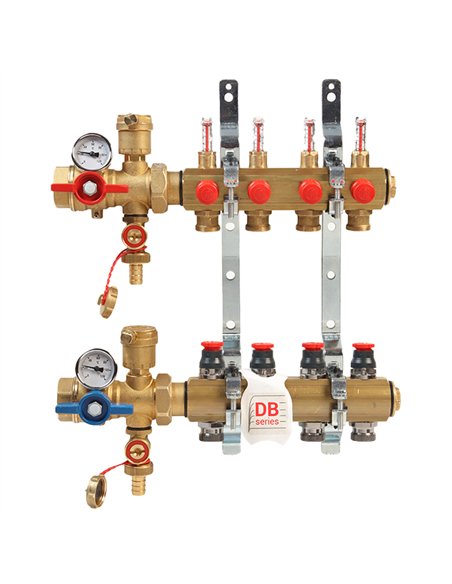 Giacomini 1" x 18 /5 R553FKDB collecteur dynamique prémonté en laiton pour chauffage par le sol - R553FKDB105