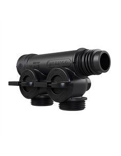 Henco Pro-Flow synthetische verdeler 2 x 3/4" euroconus met kraantjes zwart - VKEK-V-2P-BLACK