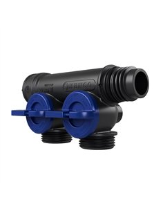 Henco Pro-Flow synthetische verdeler 2 x 3/4" euroconus met kraantjes blauw - VKEK-V-2P-BLUE
