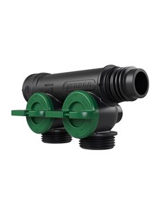 Henco Pro-Flow synthetische verdeler 2 x 3/4" euroconus met kraantjes groen - VKEK-V-2P-GREEN
