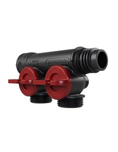 Henco Pro-Flow synthetische verdeler 2 x 3/4" euroconus met kraantjes rood - VKEK-V-2P-RED