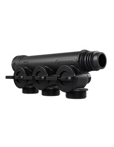 Henco Pro-Flow synthetische verdeler 3 x 3/4" euroconus met kraantjes zwart - VKEK-V-3P-BLACK