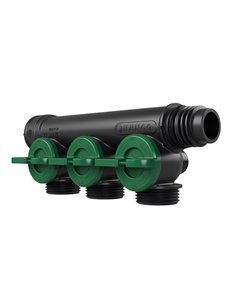 Henco Pro-Flow synthetische verdeler 3 x 3/4" euroconus met kraantjes groen - VKEK-V-3P-GREEN