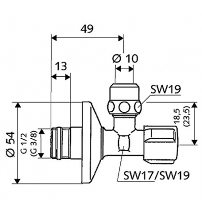Schell hoekregelkraan comfort ½’’ chroom teflon