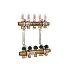 Henco 1"M - 9 x 3/4"EK collecteur en laiton, réglable, avec débitmètres