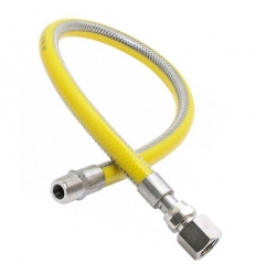 Fixaflex inox gasflex 150 cm 1/2"MF kvbg gekeurd met gele pvc mantel