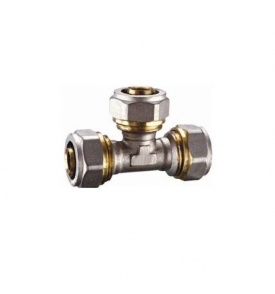 Alpex T-stuk 16mm 3 x knel messing